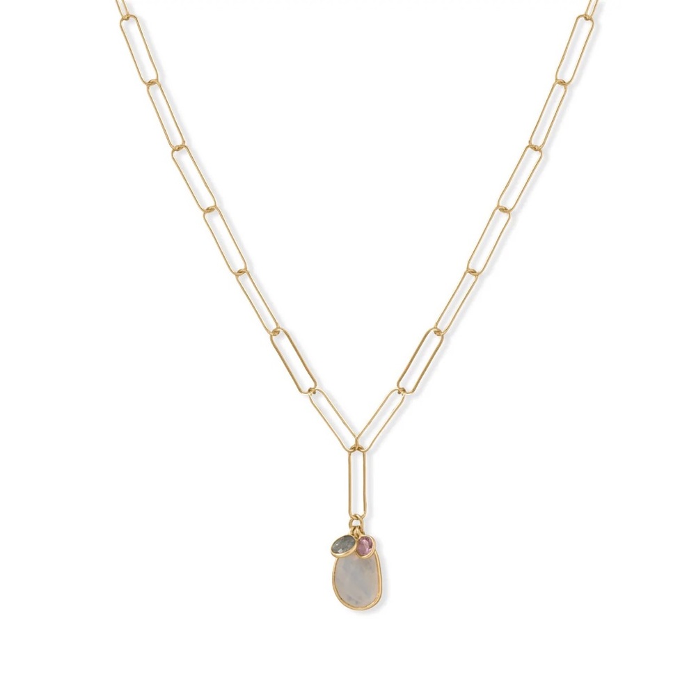 💫 14 Karat Gold Plated Charm Drop Necklace